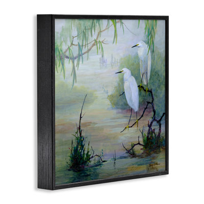 Egrets & Marshland Edge Framed Giclee Art by Floy Zittin
