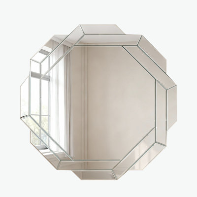 29.92" Octagonal Beveled Edge Frameless Wall Mirror