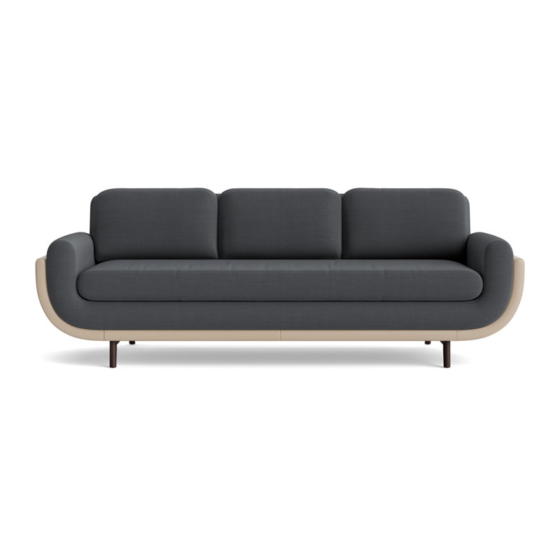Regatta 90 Sofa, Performance Linen-Charcoal/Greenwich Leather-Taupe, Java