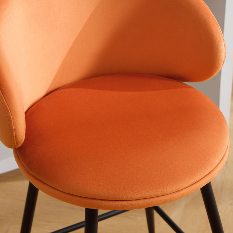 25" Swivel Upholstered Counter Height Bar Stools, Orange