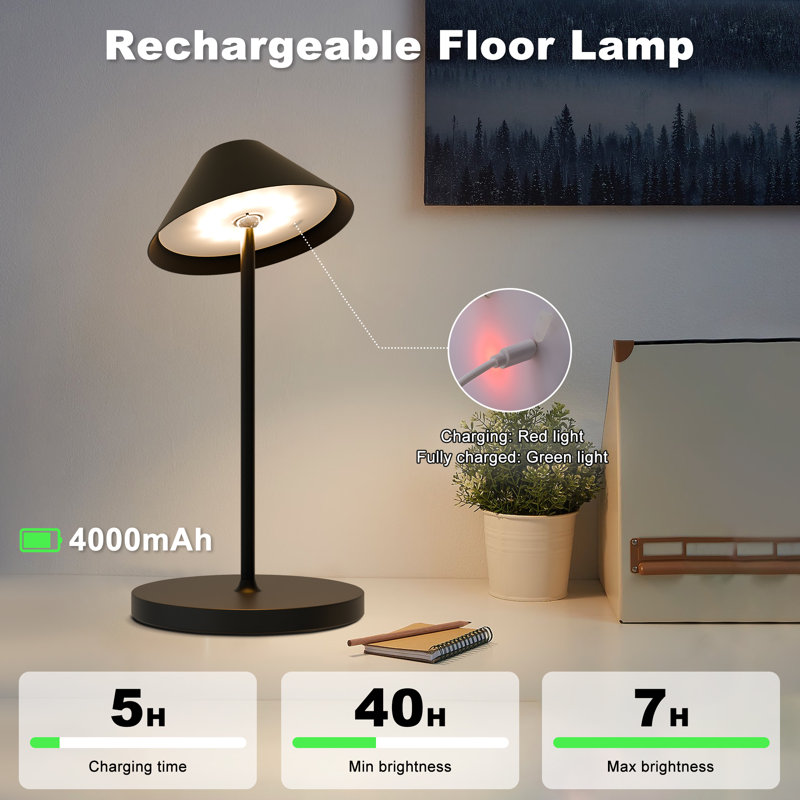 16" Outdoor & Cordless Table Lamp Modern Table Lamps, Adjustable Color Temperature Table Lamp With Rechargeable