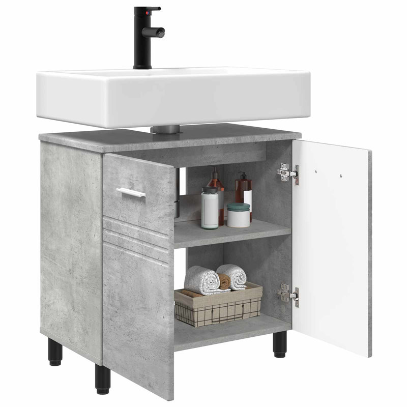 60cm Bathroom Vanity Base Only, Concrete Grey