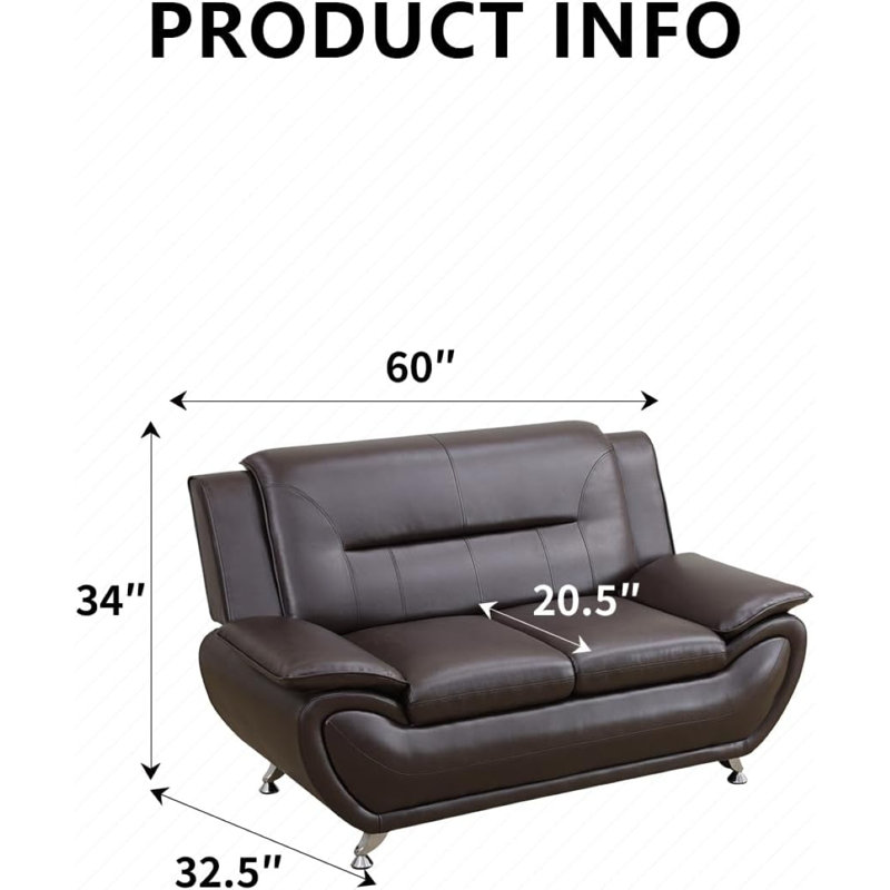 61" Upholstered Loveseat, Brown