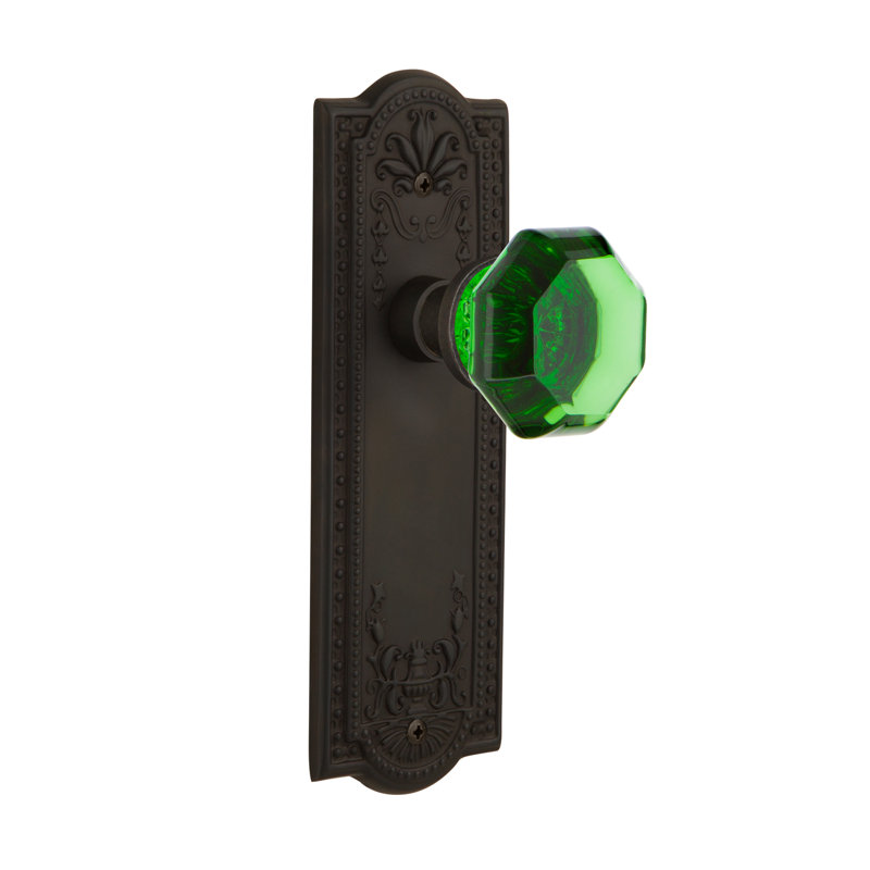 Plaque Meadows avec bouton de porte Waldorf Emerald, 2 3/4 po, Bronze frotté à l'huile