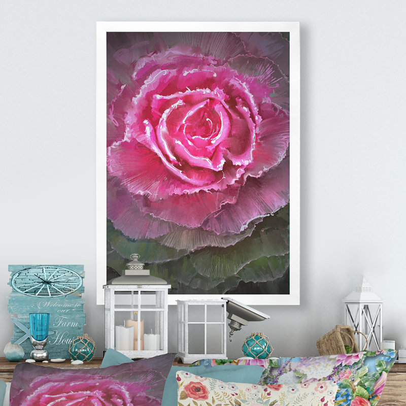 Floraison de choux - Reproduction de photo sur toile, H 20 po x l 12 po x P 1 po, Cadre photo blanc