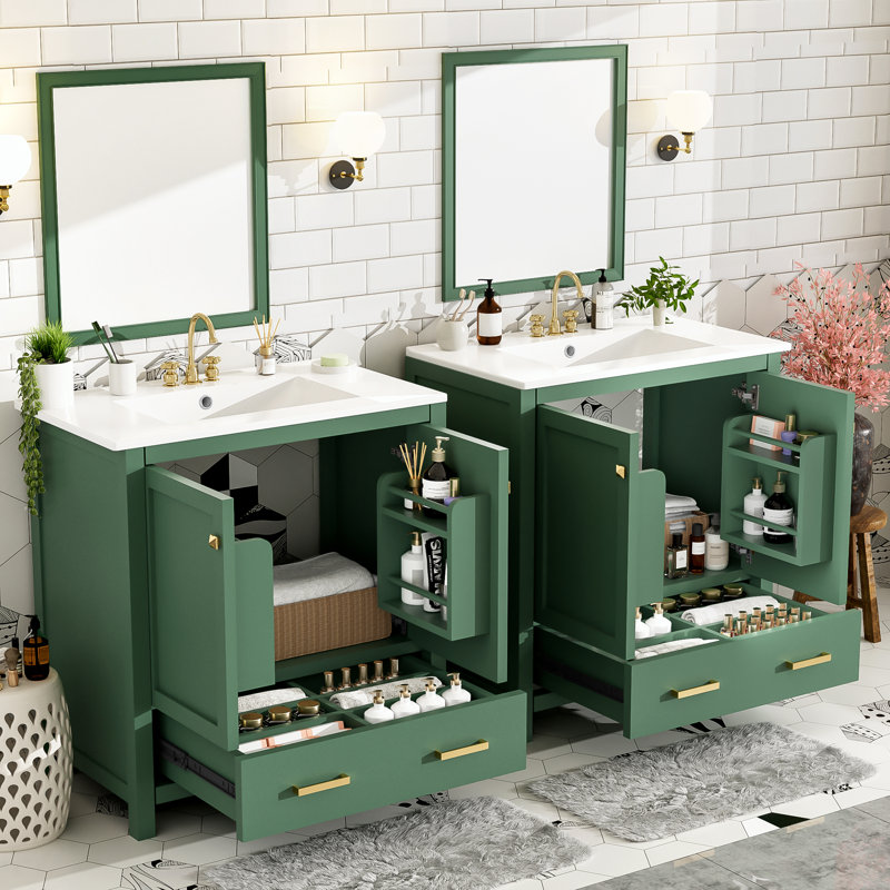 Bathroom Vanity Set with Double Vanities (Separate), Green