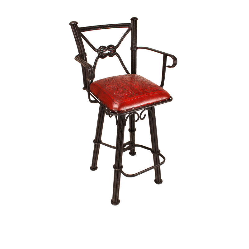 Tabouret de bar et de comptoir pivotant Lingle, Rouge, Tabouret de bar (siège d’une hauteur de 30 po)
