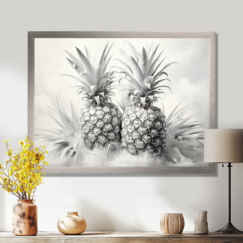 Pineapples Charm In Fog - Pineapples, art mural sur toile, Cadre photo argenté, H 34 po x l 44 po x P 1,5 po