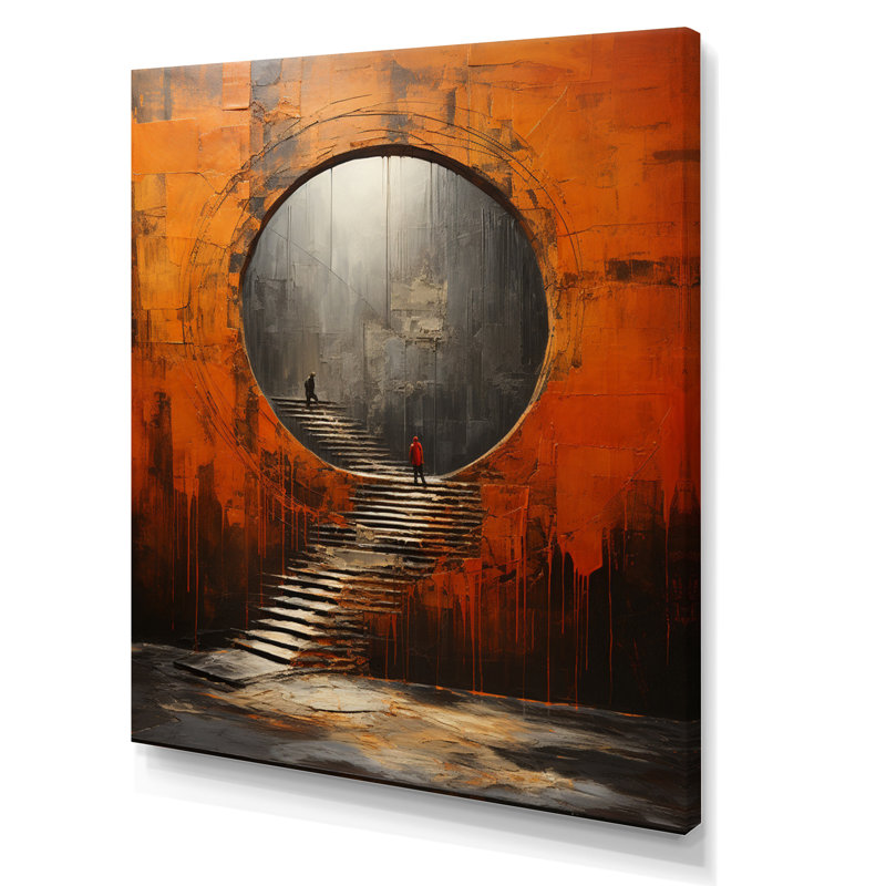 «Orange Tunnel Whispering Echoes Mixed I», reproduction sur toile, Toile tendue, H 20 po x l 12 po x P 1 po