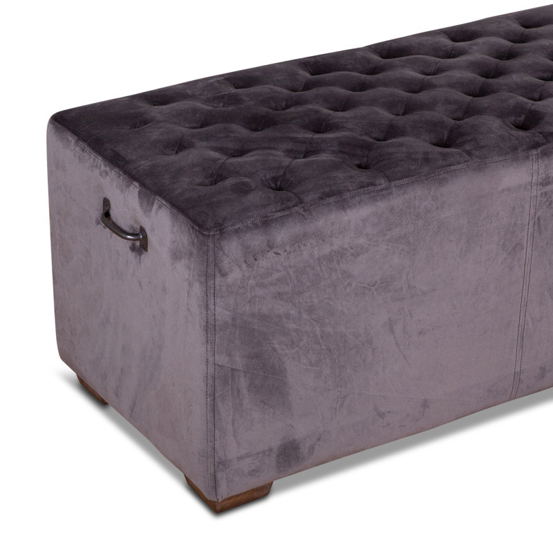 Aportela Upholstered Bench, Asphalt Gray, 17" H x 59.06" W x 18" D