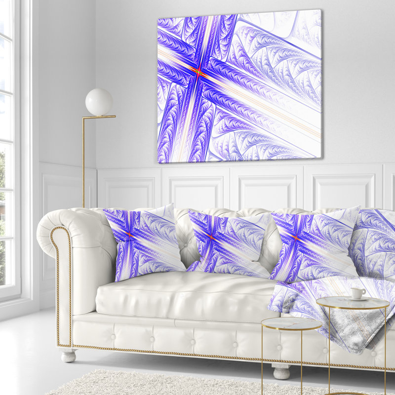 Fractal Cross Design - coussin imprimé abstrait, 16 po x 1 po, Coussin décoratif, Turquoise