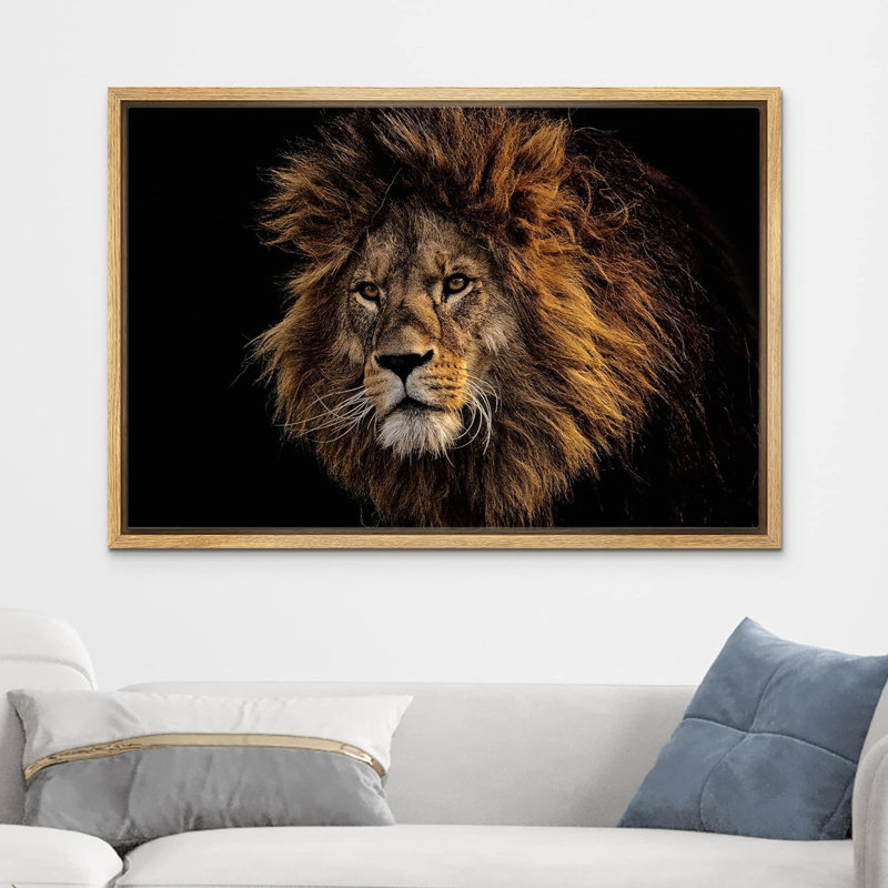 Animaux, safari africain, lion de la jungle sur toile, Cadre naturel, H 24 po x l 36 po x P 1,5 po