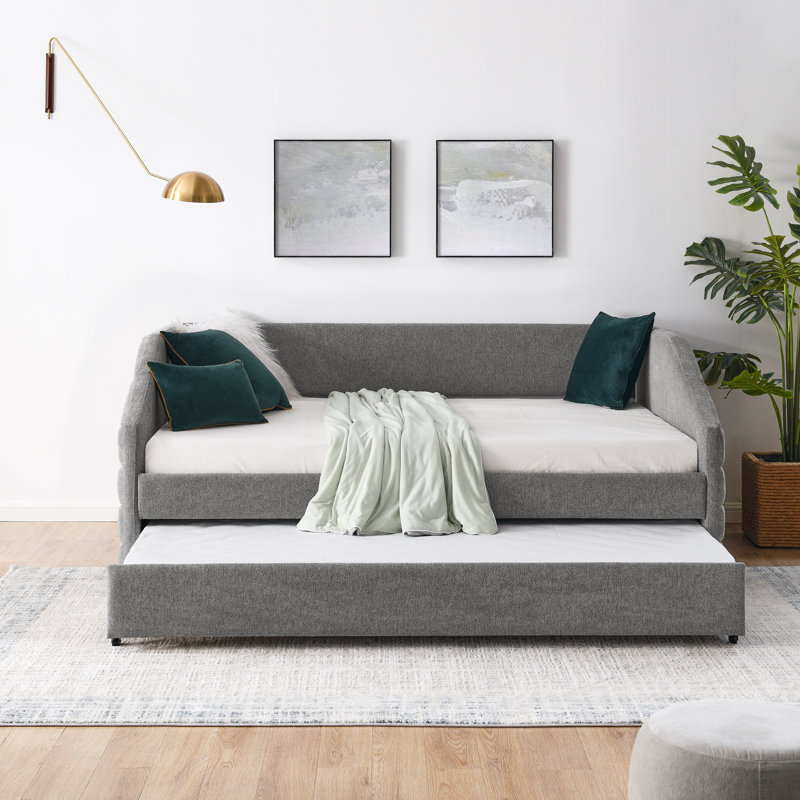 Marchese Linen Upholstered Daybed, Gray, Full / Double