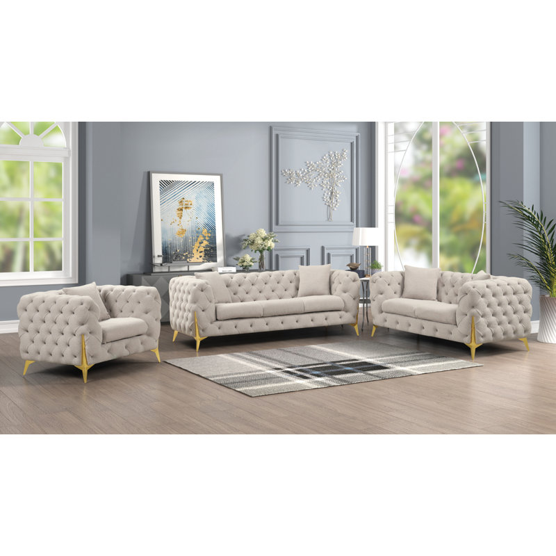 Moorehead 67.32" Boucle Fabric Loveseat, Light Gray Boucle Fabric