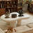 Cloud Coffee Table, 47.24" Warm White Irregular Cute  Wood Round Corner Center Table with 4 Legs, Modern Thicken Indoor Tea Table, Cartoon End Table for Living Room Bedroom 