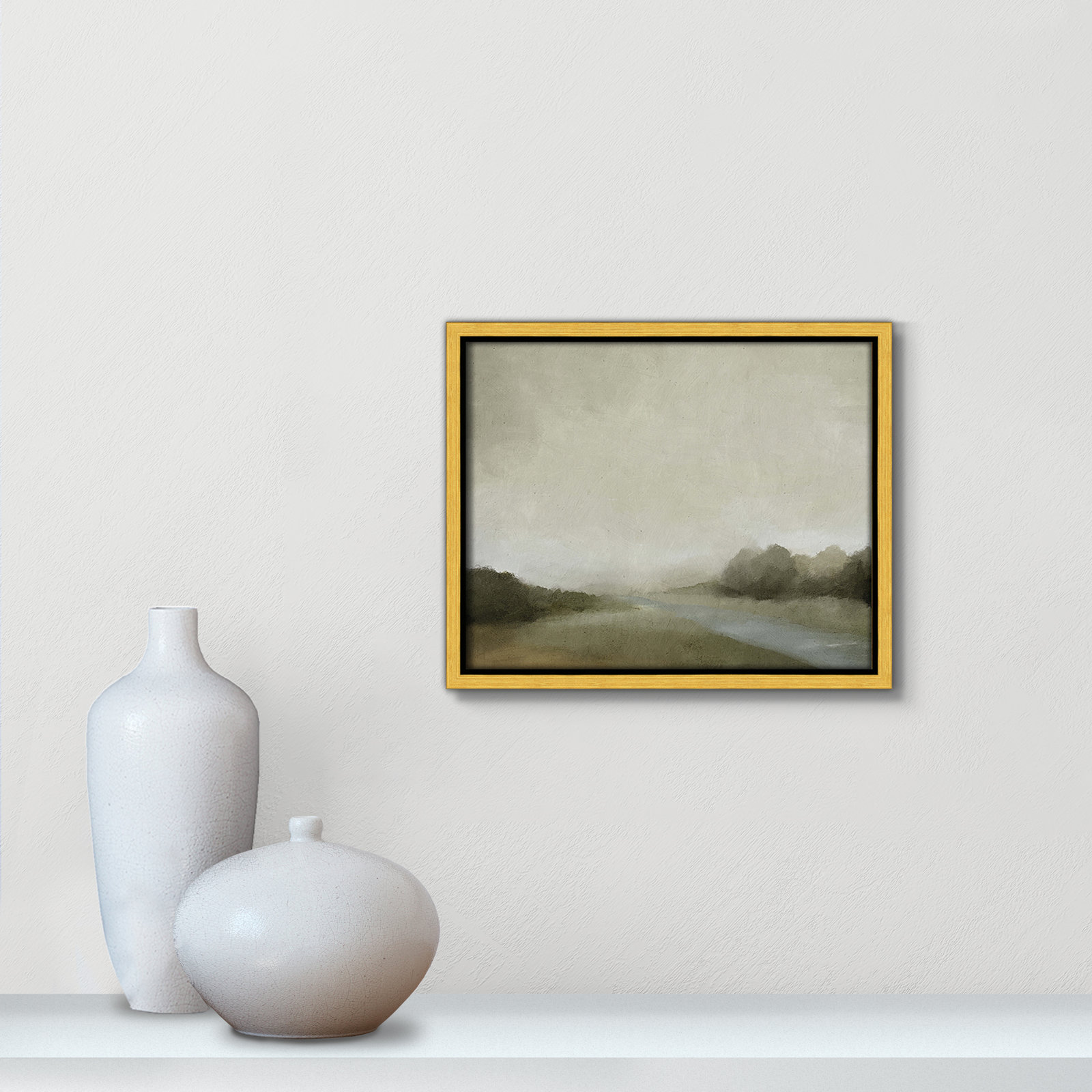 Vanora "Lovers Creek" Painting, 9.5" H x 11.5" W, Gold