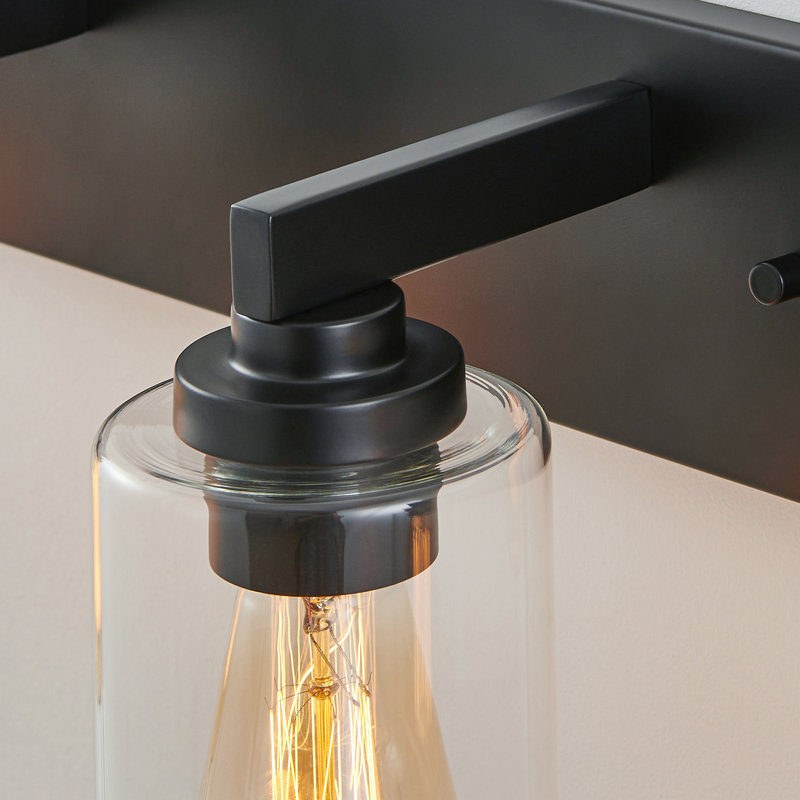 Éclairage de meuble-lavabo transitionnel à intensité variable, Noir mat, 14,12 po de largeur, 2 lumières