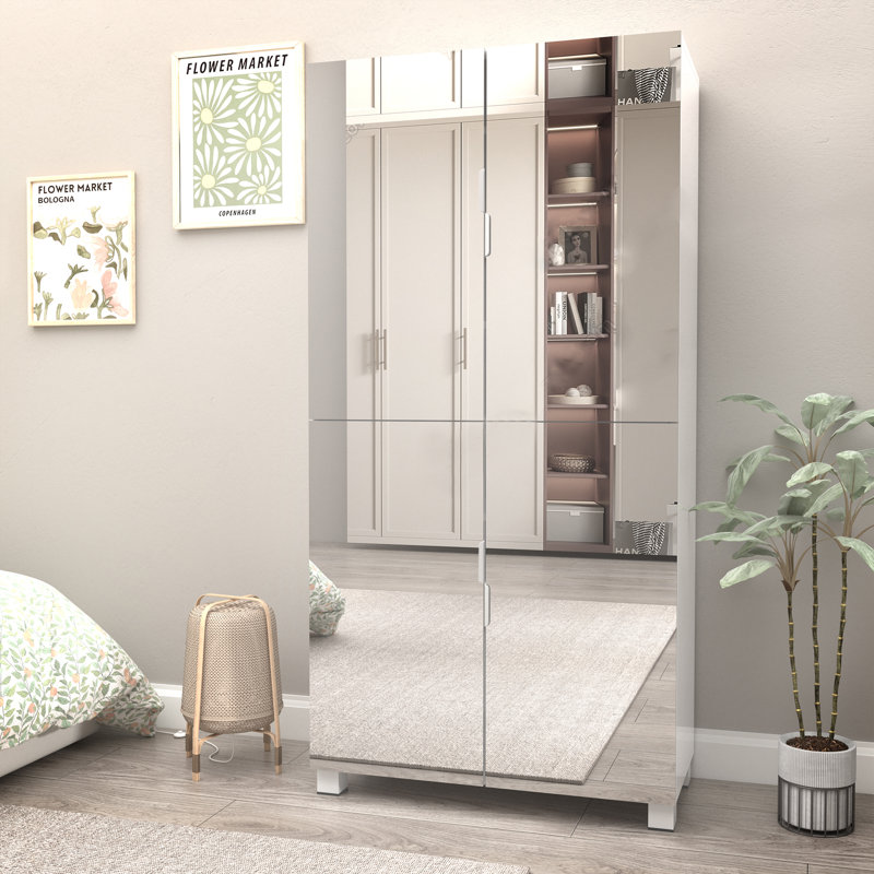 Grande armoire à chaussures avec miroir pleine longueur, armoire de rangement pour chaussures 6 niveaux, grande capacité