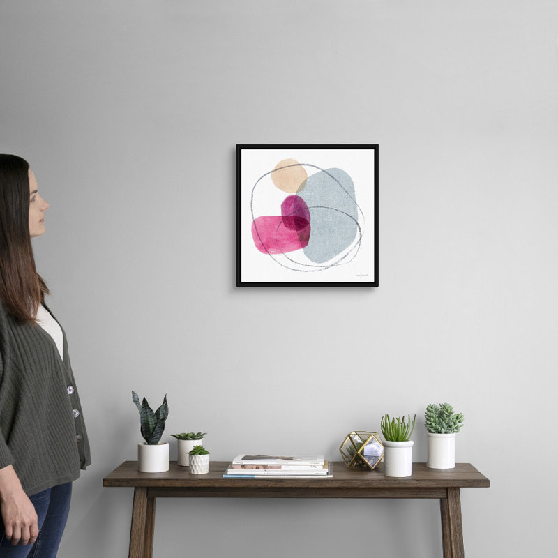 «Think Pink 08» par Lisa Audit - reproduction d'art, H 18 po x l 18 po x P 1,75 po, Toile avec cadre noir