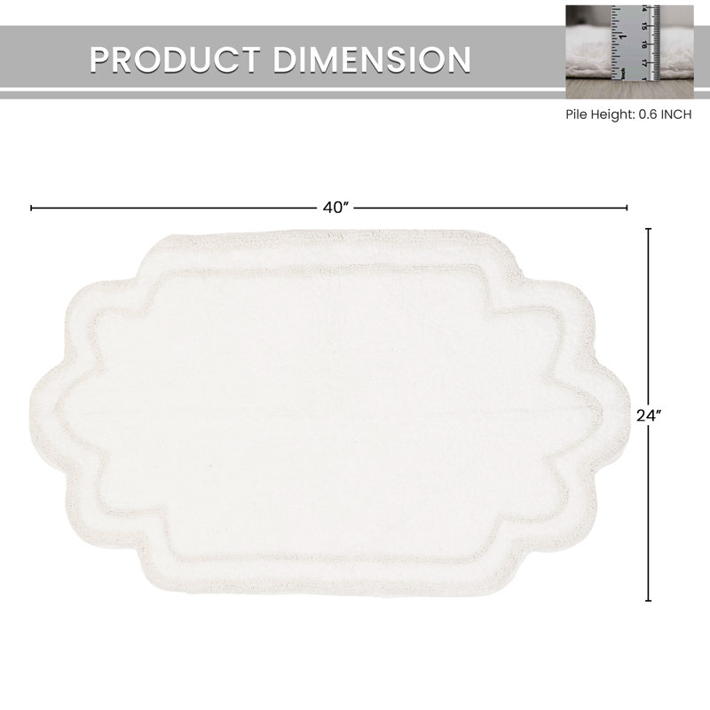 Tapis pour salle de bain Dobrinka, Blanc, 24 po x 40 po (rectangulaire)