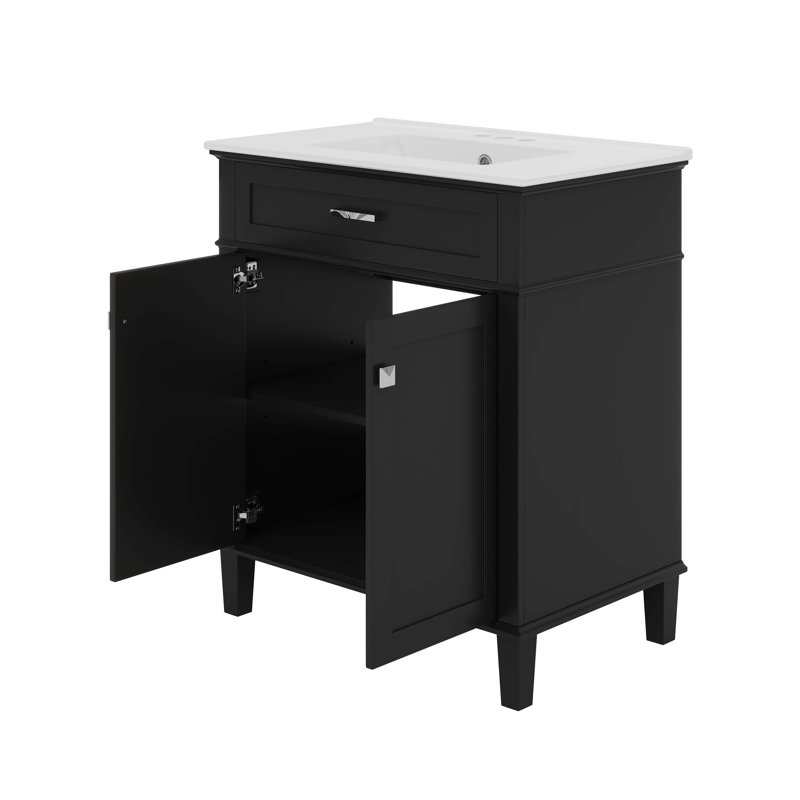 Meuble-lavabo 30 po avec lavabo en céramique, Noir