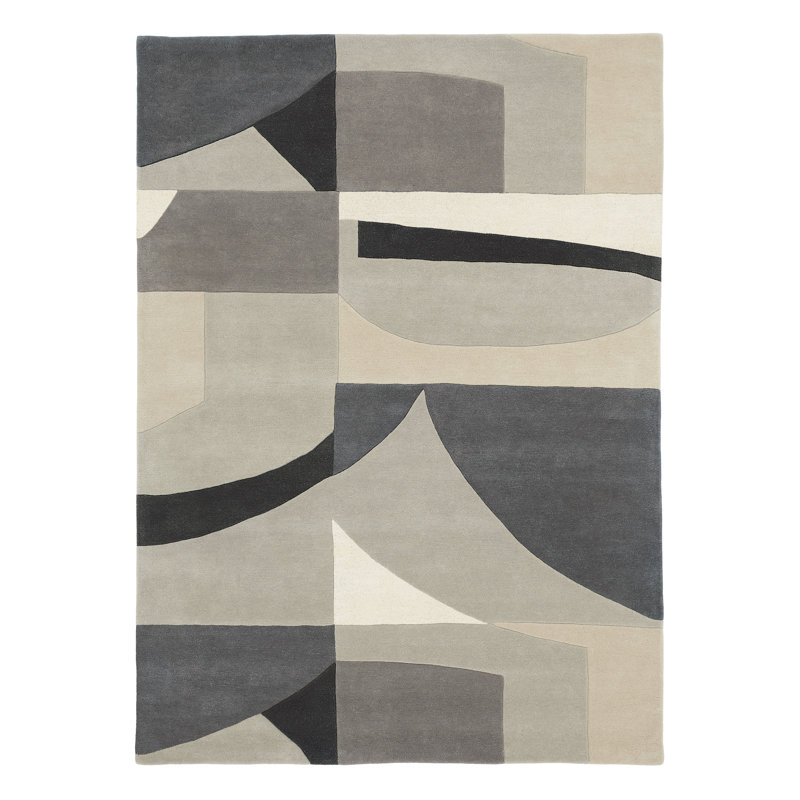 Bodega Wool Abstract Area Rug in Beige, Rectangle 4'7" x 6'7"