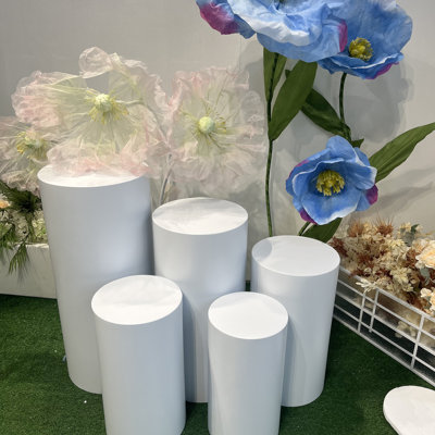 5 pièces socle rond en métal blanc pour fête, piliers de mariage, fête d'anniversaire, fête d'art déco