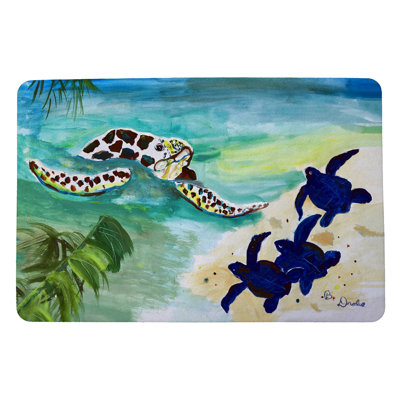 Tapis de porte antidérapant intérieur / extérieur Alphonse Sea Turtle and Babies