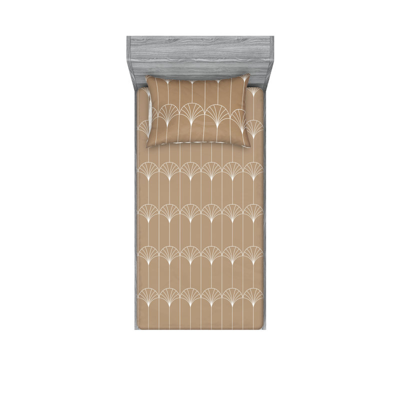 Microfiber Geometric Sheet Set, Pale Brown, Twin Sheet Set with 1 Pillowcase