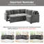 Lit tapissier en L 81,9 po avec rangement en L en chenille de 81,9 po, coussins décoratifs, assemblage rapide pour appartements modernes, chenille douce, oreillers escamotables-1206295371