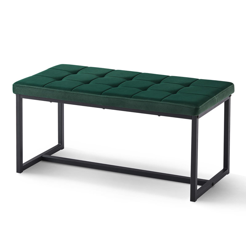 Velvet Upholstered Bench, Green