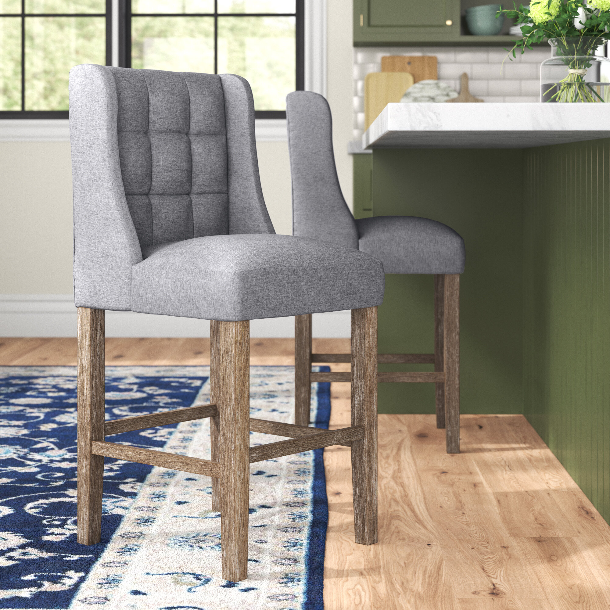 Greyleigh™ Emsworth Upholstered Counter Stool with Solid Wood Frame ...