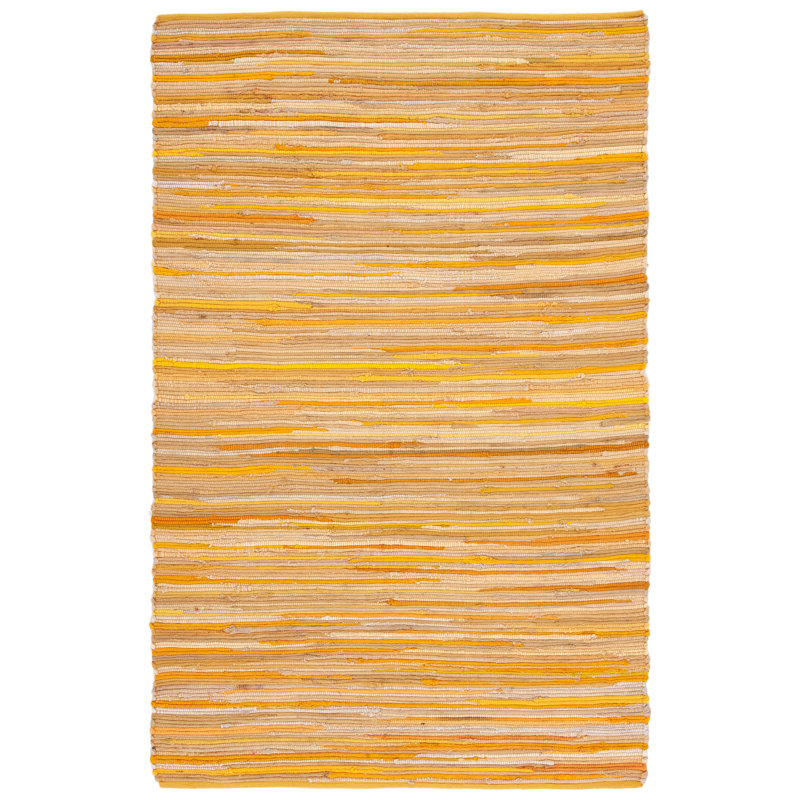Caldina Hand Woven Cotton Striped Rug, Rectangle 5' x 8'