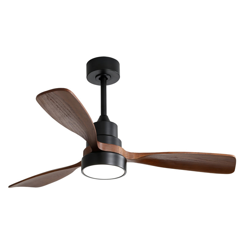 Ventilateur de plafond 48 pouces avec 3 lumières et ventilateur de plafond en bois, Brun, Noir
