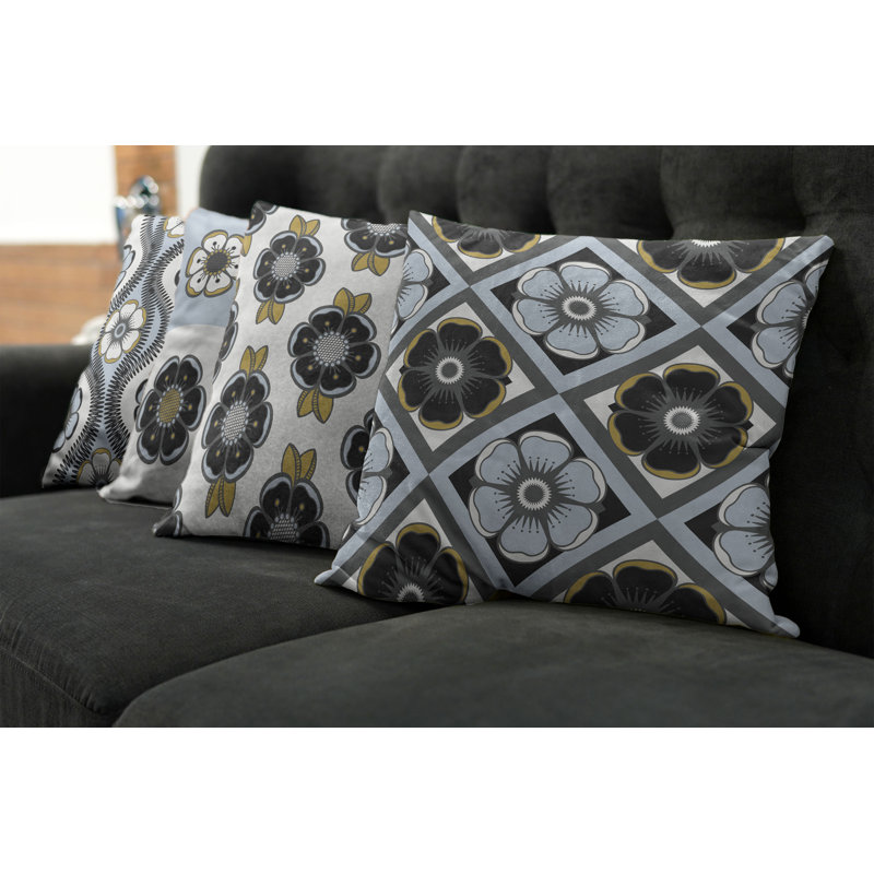 Housse de coussin Abstract, Bleu pâle et moutarde foncée, 12 po x 12 po