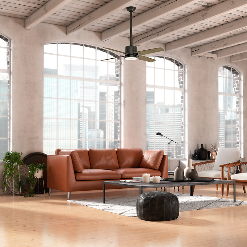 52" Axial Ceiling Fan With LED Light Kit And Wall Control, Noble Bronze