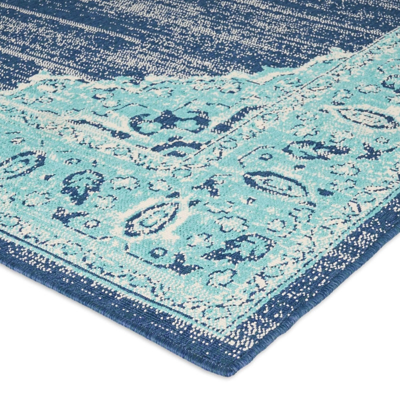 Blue Rectangle Polypropylene Rug
