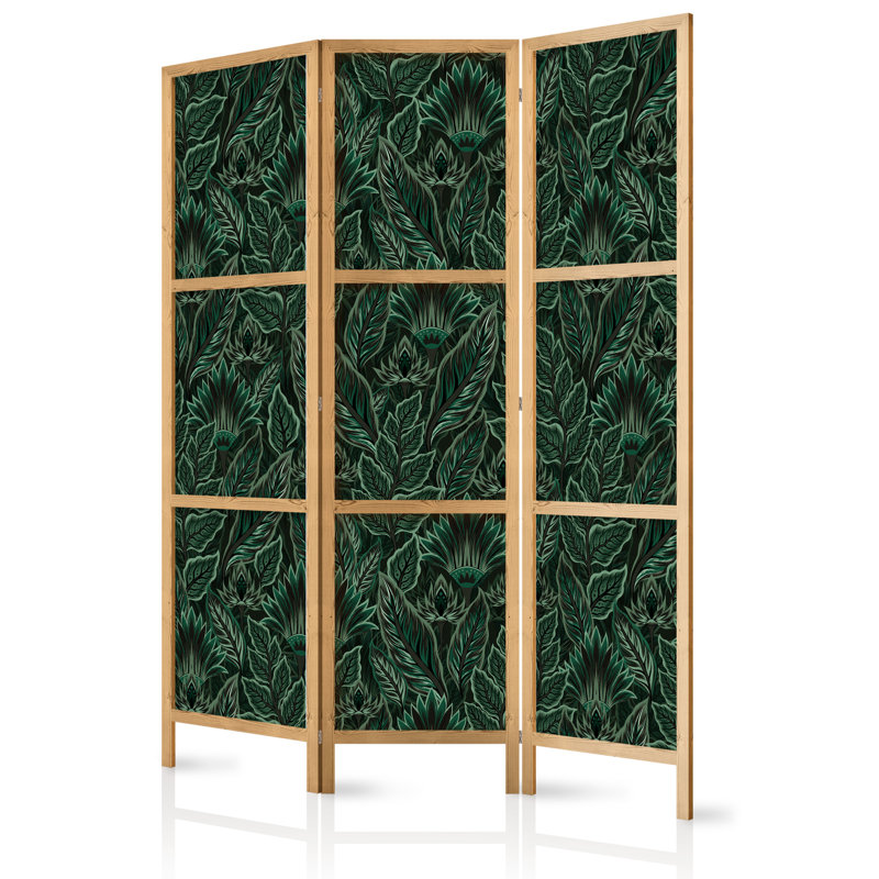 171cm H Solid Wood Folding Room Divider, 171cm H x 135cm W x 1.2cm D, Green