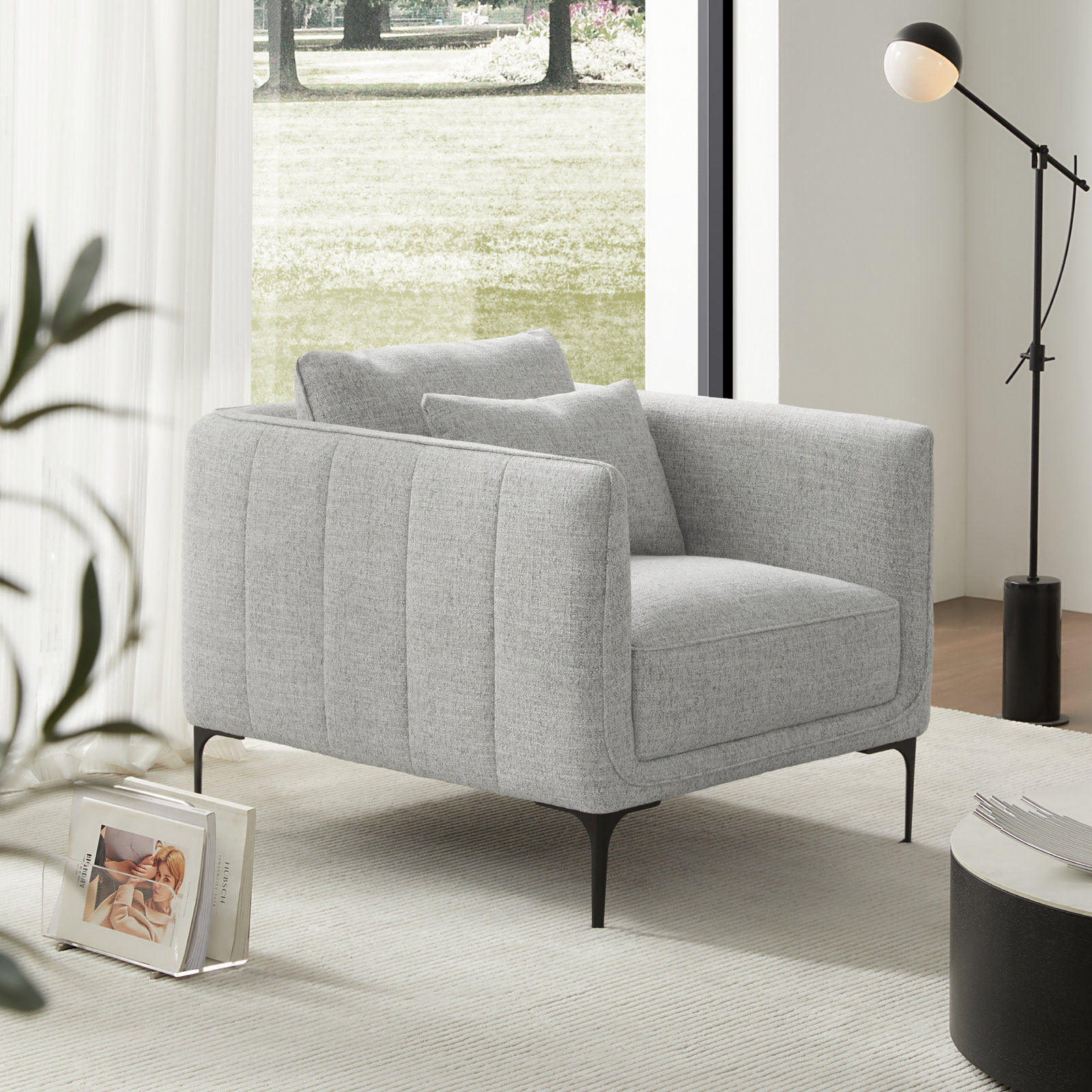 Rae Upholstered Armchair, Gray Heathered