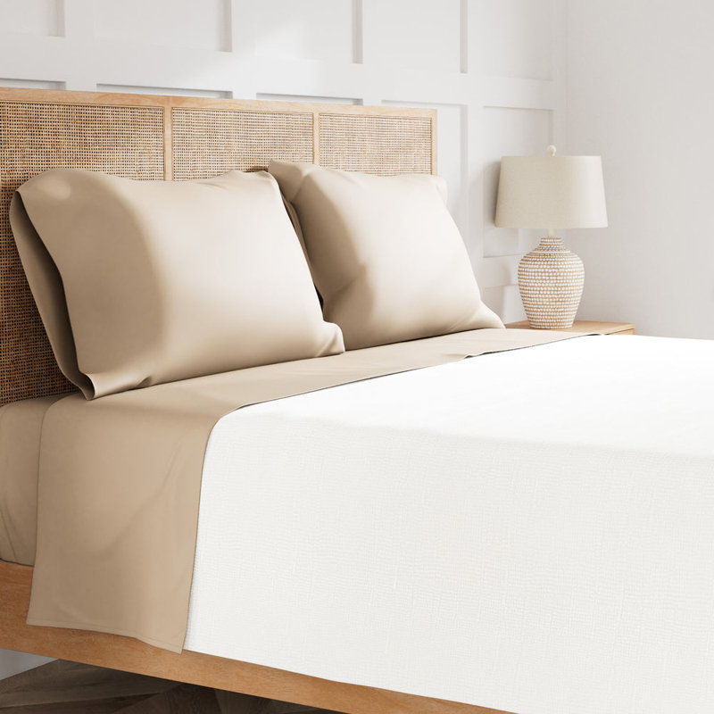 Ready-to-Bed TENCEL Sheet Set, Taupe, Twin Sheet Set with 1 Pillowcase