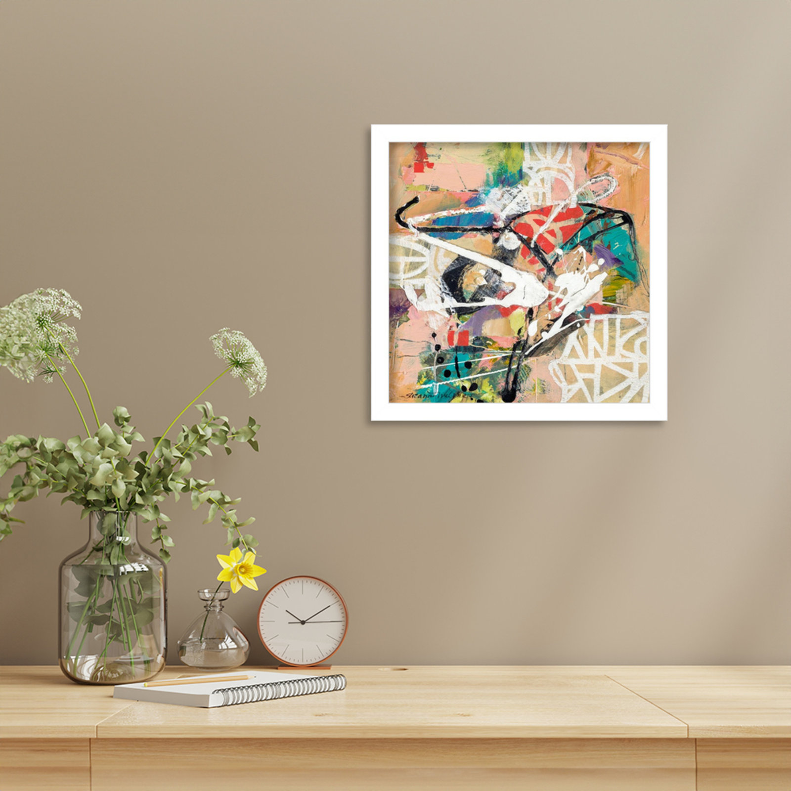 Sutter "Talk 2 Me" Print by Suzanne McCourt, 13" H x 13" W, White