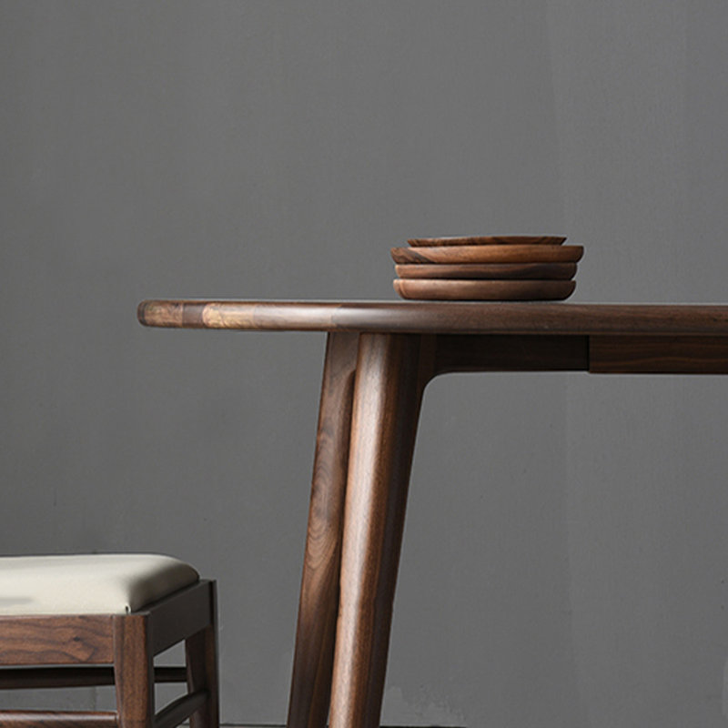 Nordic simple oval dining table Walnut Oval Solid Wood Top with Solid Wood Base Dining Table