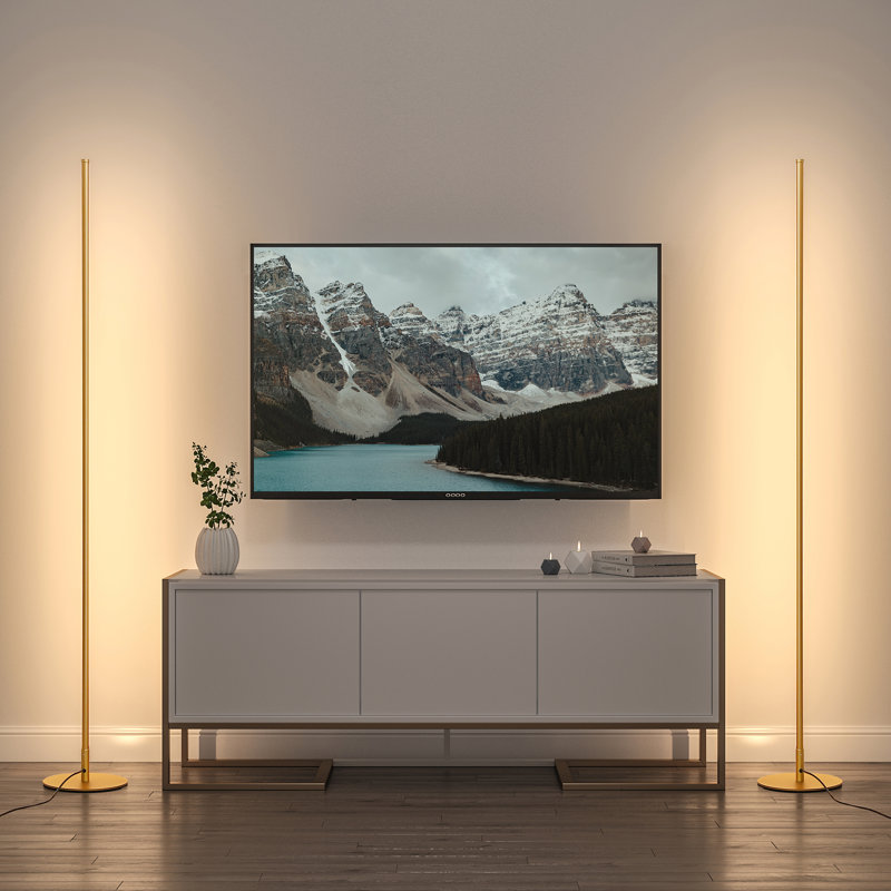 Hedden 58" Dimmable LED Corner Floor Lamps with Remote Control (Set of 2), Gold