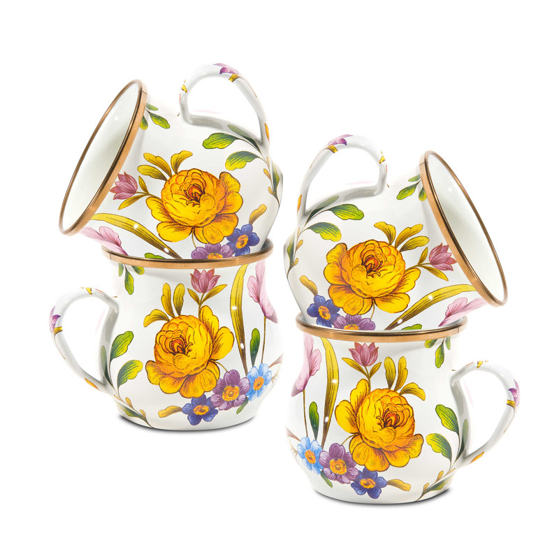 White Flower Market White Mugs
