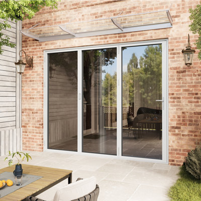 Porte de patio pliante blanche en aluminium 96 po x 80 po (3 + 0) avec 𝗥𝗲𝘁𝗿𝗮𝗰𝘁𝗮𝗯𝗹𝗲 𝗦𝗰𝗿𝗲𝗲𝗻
