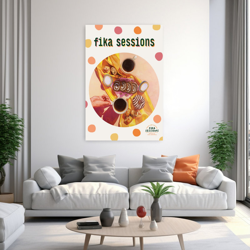 Art mural contemporain Fika Coffee and Pastries, H 60 po x l 40 po