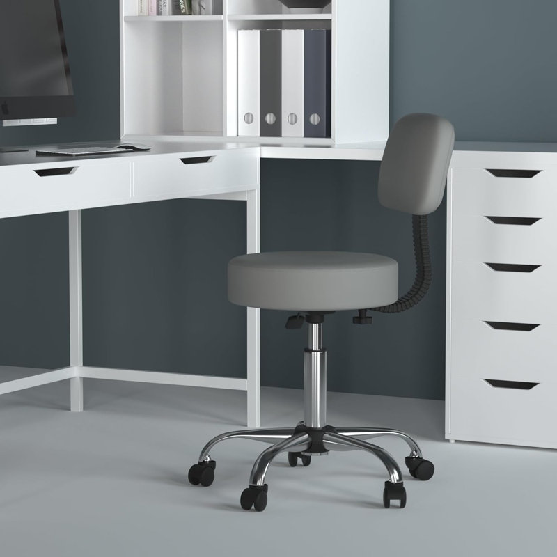 Tabouret de dessinateur professionnel avec dossier Office Spa, gris
