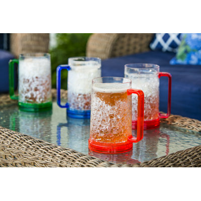 4-Piece 16 oz. Freezable Plastic Beer Mug Set