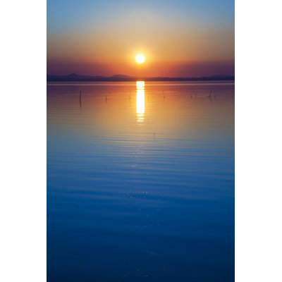 Sunset and lake 1 Piece Wrapped Canvas Wall Art