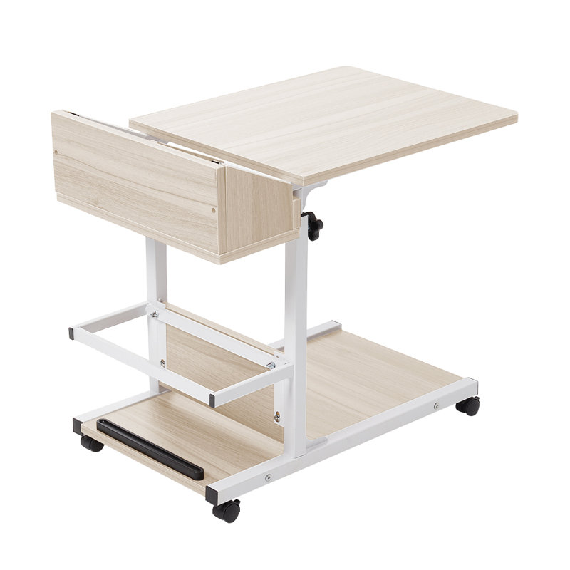 Metal Base Computer Desk, Light Nature Wood/White